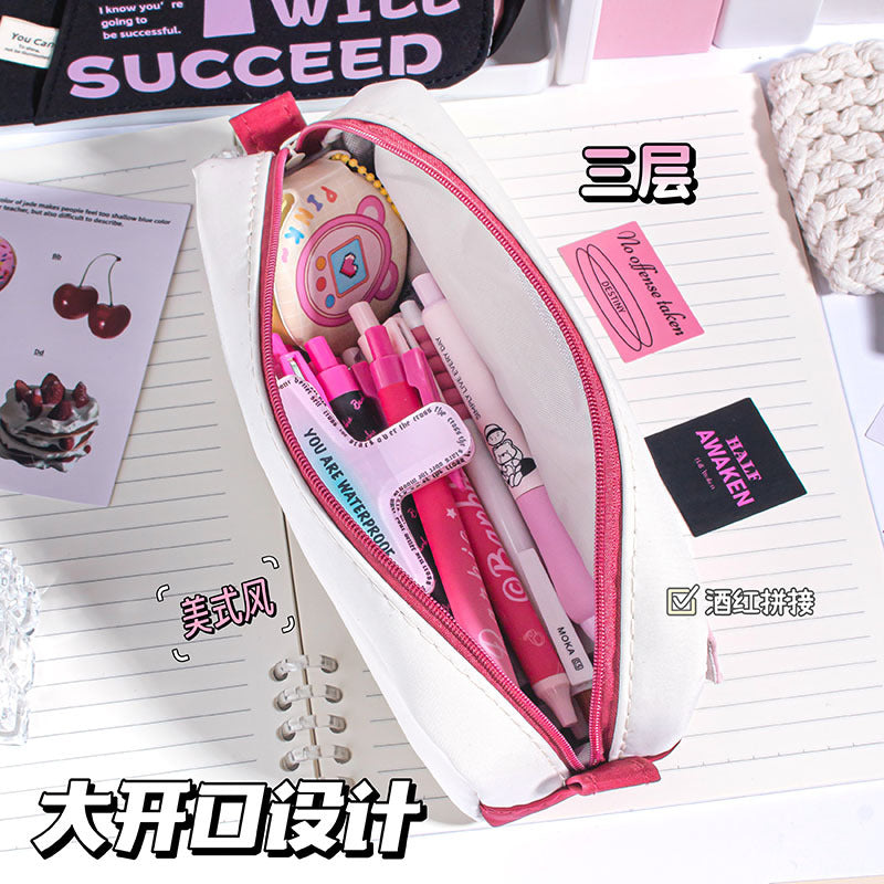 YOU印花翻盖笔袋简约文具袋小学生大容量铅笔盒文具盒YOU Printed Flip-Top Pencil Case: Minimalist Stationery Pouch, Large-Capacity Pencil Case for Elementary School Students