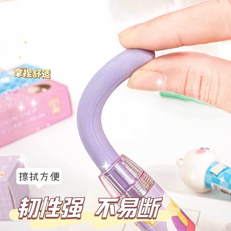 按动可爱橡皮擦儿童小学生用卡通图案橡皮擦按压出芯无痕 Push-Button Cute Eraser for Elementary School Children: Cartoon-Patterned Eraser with Push-Button Core for Smudge-Free Erasing