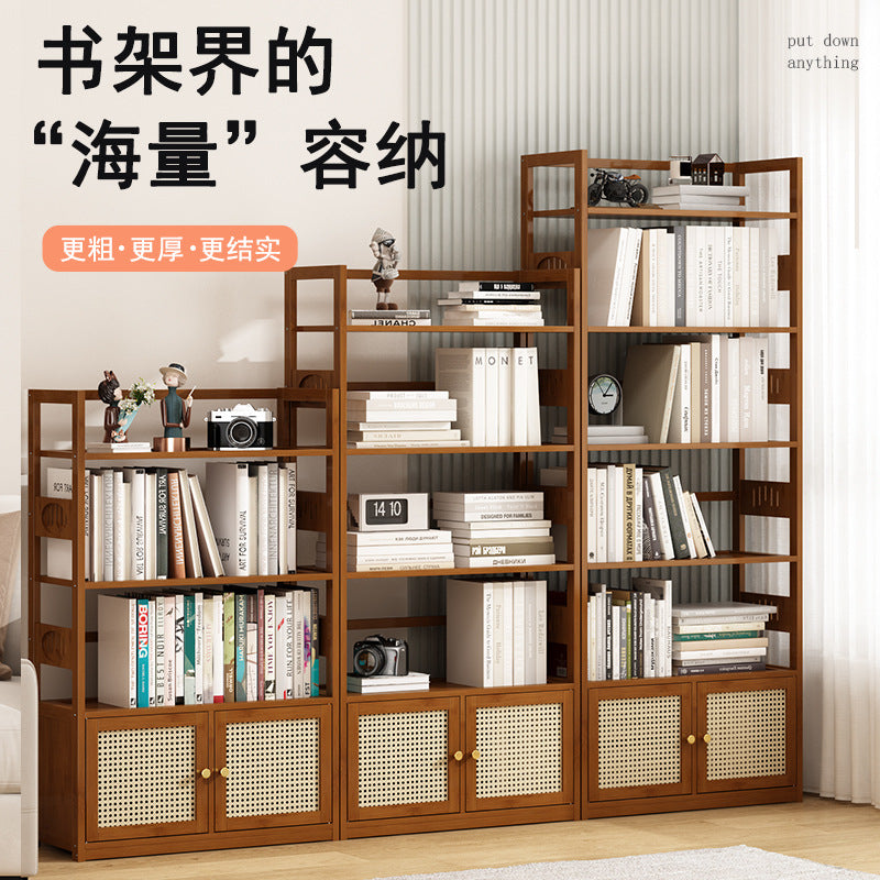 书架落地置物架多层简易收纳家用书房办公室客厅储物柜子书柜分层Floor-standing bookshelf and storage unit, multi-tiered, simple storage solution for the home, study, office or living room; storage cupboard and bookcase with separate shelves
