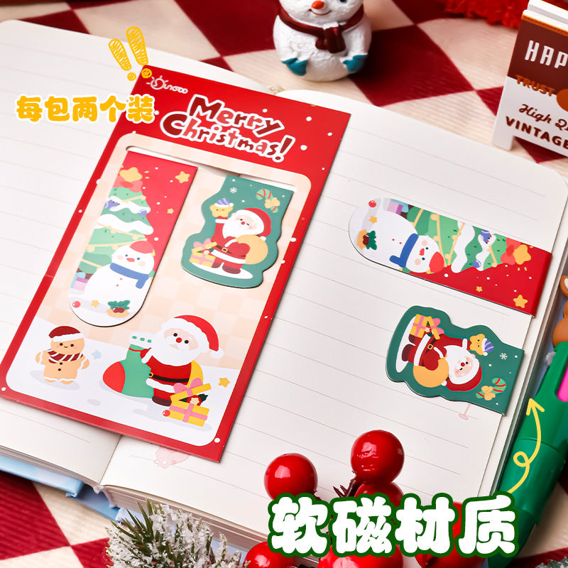 圣诞礼物磁性书签学生圣诞节精美文具小礼品创意书页夹学生文具Christmas Gift Magnetic Bookmarks: Exquisite Christmas Stationery Gifts for Students, Creative Bookmark Clips, Student Stationery