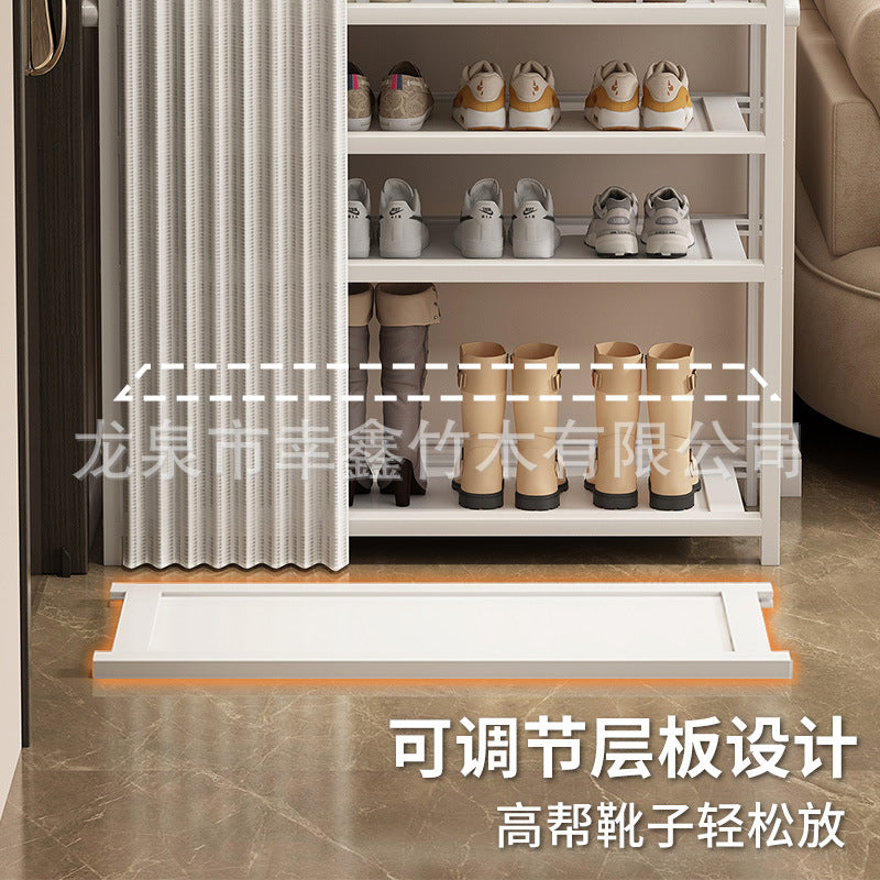 亚克力折叠鞋架小窄免安装防尘鞋柜家用门口多层出租房置物收纳架Acrylic folding shoe rack – compact, narrow, no assembly required, dust-proof shoe cupboard for home use; multi-tier storage rack for hallways and rented accommodation