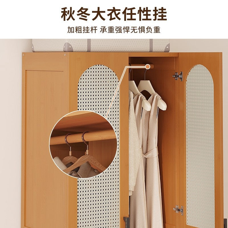 衣柜出租房用简易组装衣柜小户型省空间租房用衣帽架一体收纳柜Wardrobes for rented flats: simple flat-pack wardrobes; space-saving storage units for small flats; coat racks with integrated storage for rented flats