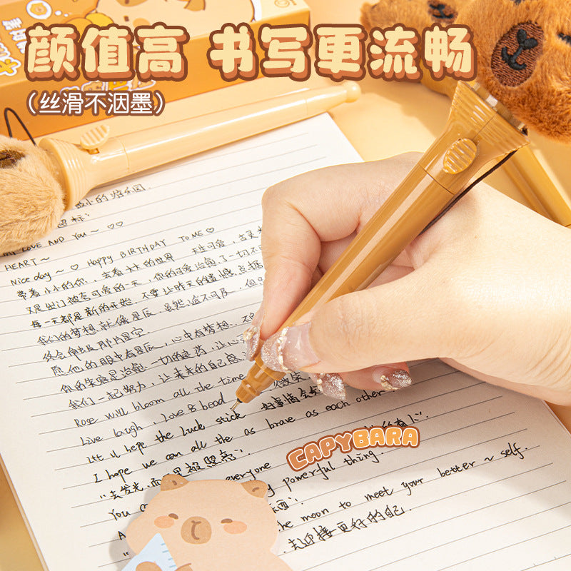 学生中性笔卡皮巴拉弹射笔高颜值卡通刷题笔解压学习文具 Student Ballpoint Pen: Capybara Catapult Pen—Stylish Cartoon-Themed Pen for Practice Problems, Stress-Relief Study Supplies