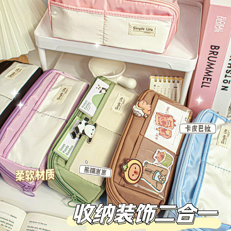 MOKA枕头笔袋高颜值笔袋超大容量简约小学生文具盒女生MOKA Pillow Pencil Case: Stylish, Extra-Large Capacity, Minimalist Pencil Case for Elementary School Girls