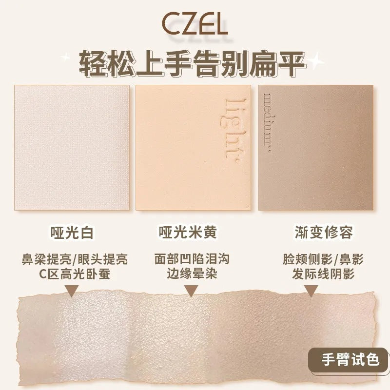 新品三色多功能高光阴影修容盘腮红哑光提亮闪粉批发直播New Arrival: Three-Colour Multifunctional Highlighter, Contour and Blush Palette (Matte, Shimmer and Glitter) – Wholesale and Live Streaming