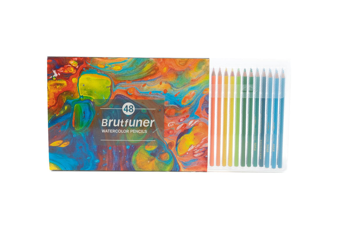 48色水溶性彩色铅笔可 木制免削盒装铅笔Set of 48 water-soluble coloured pencils in a wooden, self-sharpening case