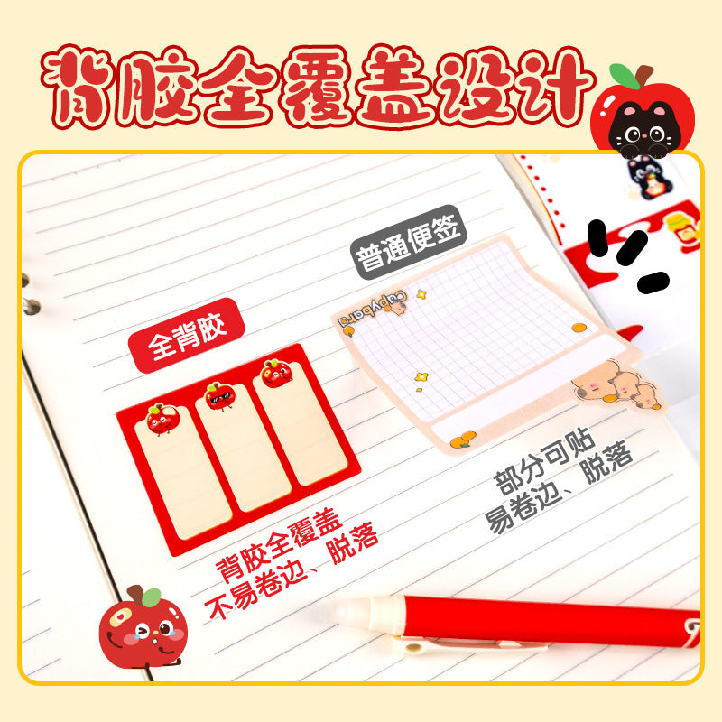 苹果猫抽拉便利贴学生错题便签纸创意高颜值便签盒卡通便利贴Apple Cat Pull-Out Sticky Notes: Student Error Tracking Notes, Creative and Stylish Sticky Note Box, Cartoon Sticky Notes