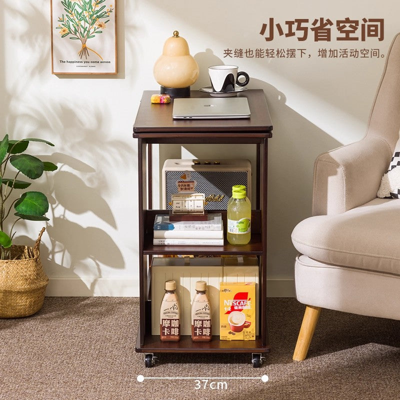 楠竹茶几折叠多功能小桌子小户型客厅边柜家用可移动推车沙发边几Bamboo coffee table, foldable, multifunctional, small table, sideboard for small living rooms, home use, mobile trolley, sofa side table