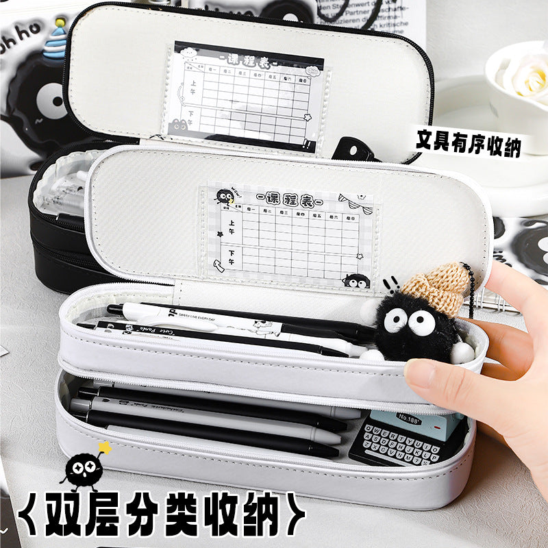 可爱双层笔袋大容量学生用文具袋高颜值卡通学生用品文具盒铅笔盒Cute Double-Layer Pencil Case, Large-Capacity Student Stationery Bag, Stylish Cartoon Student Supplies, Stationery Case, Pencil Case