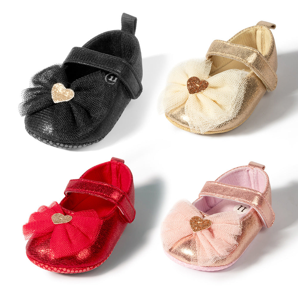女宝宝鞋公主鞋0-1岁防滑软婴儿学步鞋百日周岁鞋 Baby Girls' Shoes: Princess-Style Shoes, 0–1 Years Old, Non-Slip Soft Baby First Steps Shoes, 100-Day and First Birthday Shoes