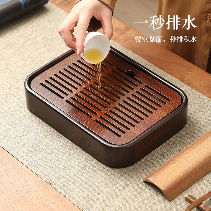 家用小型储水茶台功夫茶具竹制托盘办公茶室用茶盘商务礼品定制Small Home-Use Tea Set with Water Reservoir, Kung Fu Tea Set, Bamboo Tray, Tea Tray for Office Tea Rooms, Customizable Business Gifts