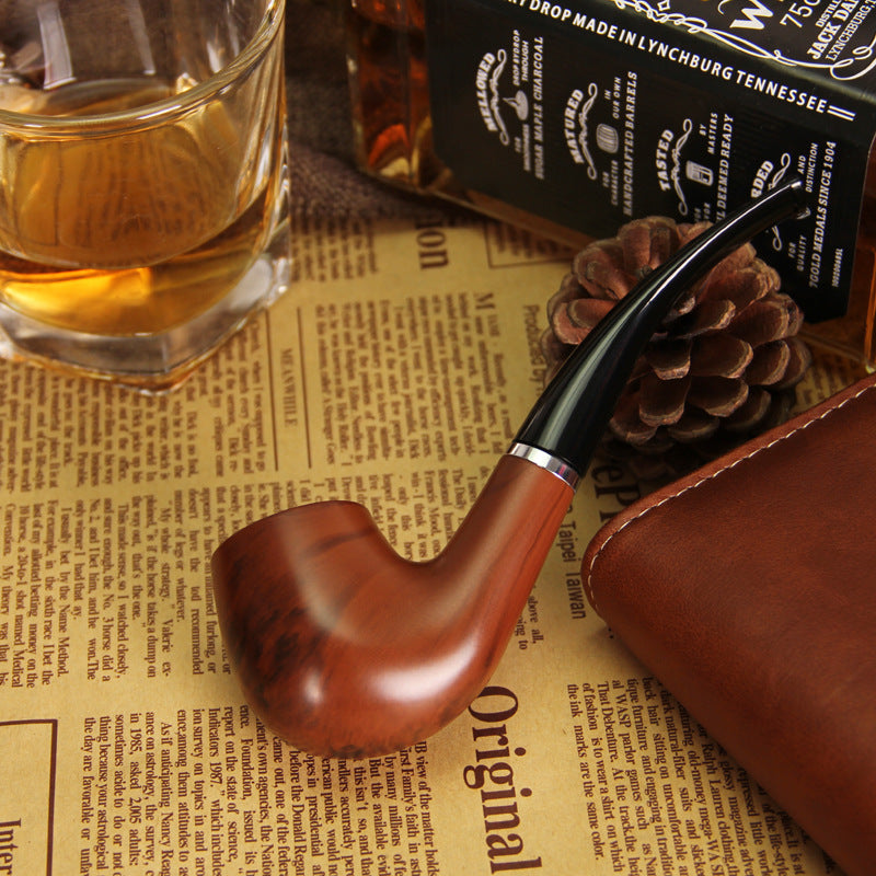 经典清洗型过滤烟斗SD-109A木纹胶木烟斗带底座绒毛布袋Classic Washable Filter Pipe SD-109A: Wood-grain Bakelite Pipe with Stand and Fleece Pouch
