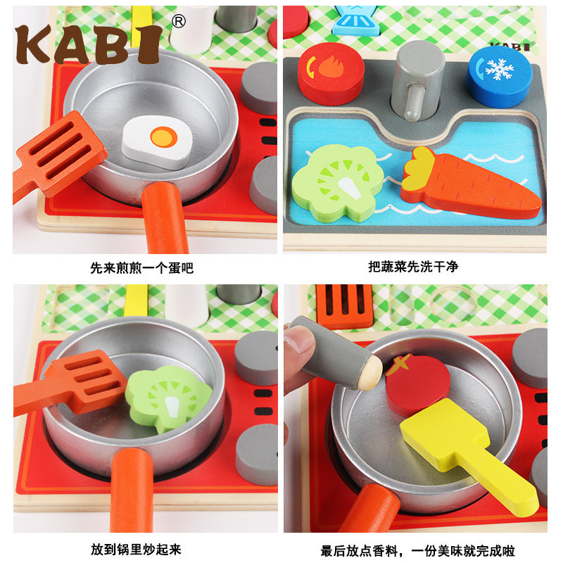 木制仿真过家家玩具男孩女孩仿真煮饭厨具Wooden pretend play toys for boys and girls: realistic cooking utensils