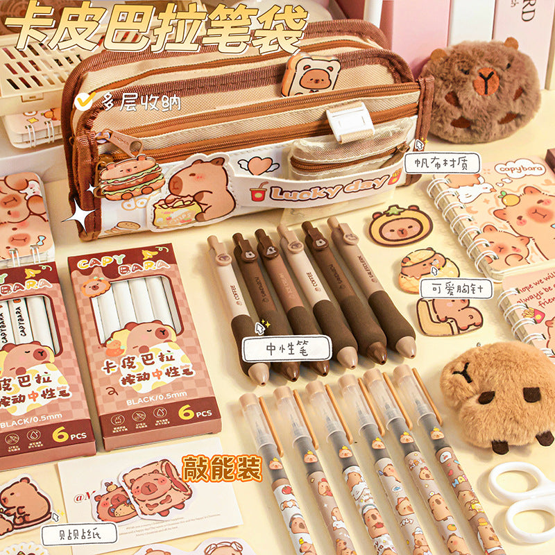 卡皮巴拉文具收纳袋可爱少女心零钱包多隔层笔盒学生大容量铅笔袋Capybara Stationery Organizer Bag: Cute, Girly Coin Purse with Multiple Compartments—Large-Capacity Pencil Case for Students