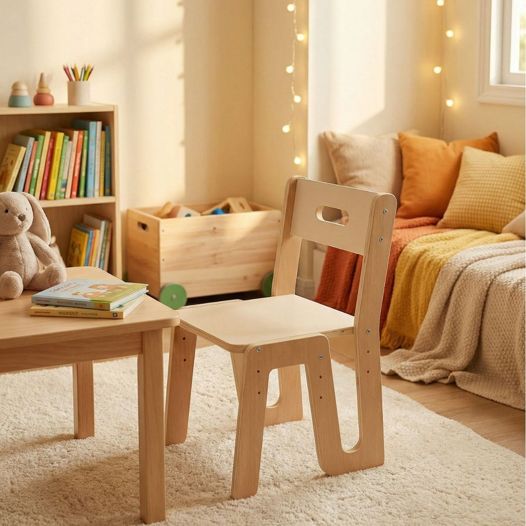 环保多层板三档高度可调节矮凳小椅子北欧风回形椅子Eco-friendly multi-layer board, three-height-adjustable low stool, small chair, Scandinavian-style U-shaped chair
