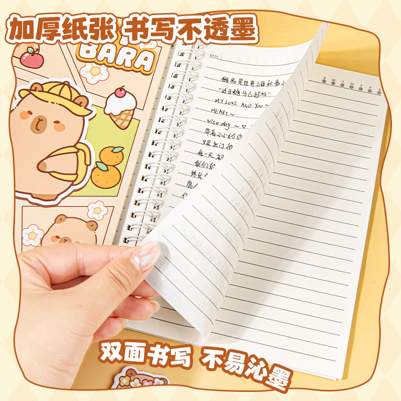 卡通线圈本A5笔记本学生本子高颜值办公文化日记本卡皮巴拉作业本Cartoon Spiral-Bound A5 Notebook, Student Notebook, Stylish Office & Cultural Diary, Capybara-Themed Homework Notebook