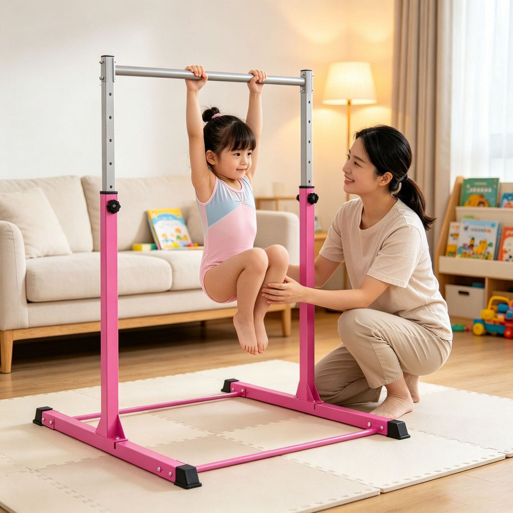新款儿童体操单杠体能训练家用室内外可伸缩调节引体向上架New Children’s Gymnastics Horizontal Bar Fitness Training Set – Retractable and Adjustable Pull-Up Bar for Home Use, Suitable for Indoor and Outdoor Use
