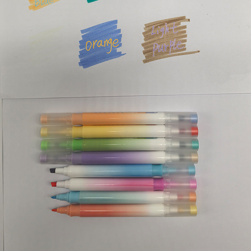 叠色水彩笔高颜值学生笔记双头荧光笔标记划重点标记绘画手账彩笔Layered Watercolour Pens – Stylish Student Note-Taking, Double-Ended Highlighter Pens for Highlighting Key Points, Marking, Drawing and Bullet Journalling