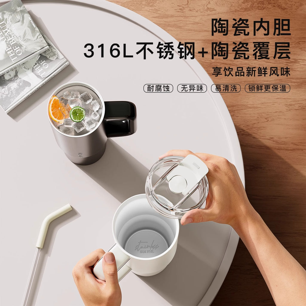 捷安玺巨无霸水杯大容量吸管杯子大号保温杯女生高颜值保冷冰霸杯GIANXI Giant Water Cup, Large-Capacity Straw Cup, Extra-Large Insulated Cup, Stylish Women's Ice-Keeping Cup
