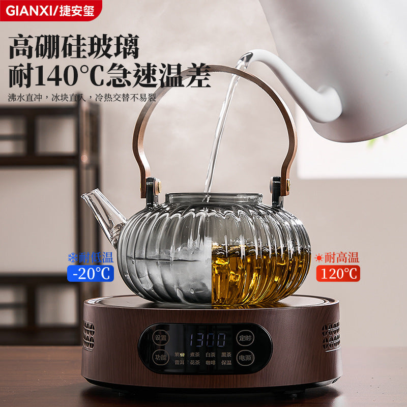 捷安玺家用电陶炉养生壶高硼硅玻璃创意泡茶壶茶水分离烧水煮茶壶Home-Use Ceramic Stove Health Teapot, High-Borosilicate Glass Creative Tea Pot, Tea-Water Separation Kettle for Boiling Water and Brewing Tea
