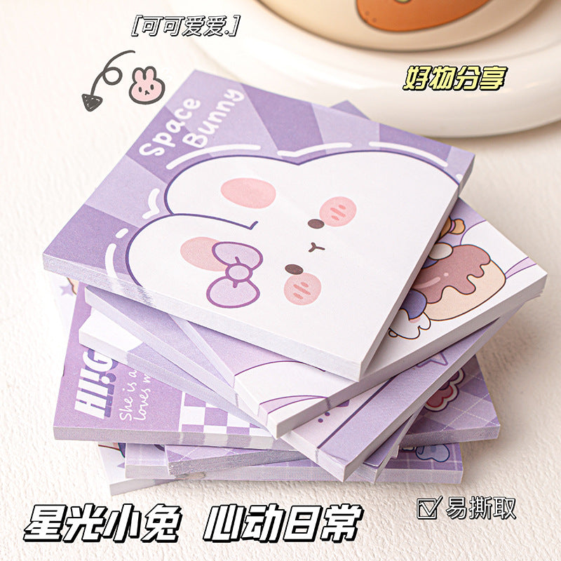 MOKA魔卡卡通可爱7*7便利贴小学生奖品可爱文具可撕粘性留言便签 MOKA Cute 7x7 Sticky Notes—Prizes for Elementary School Students, Cute Stationery, Peel-and-Stick Notes for Messages