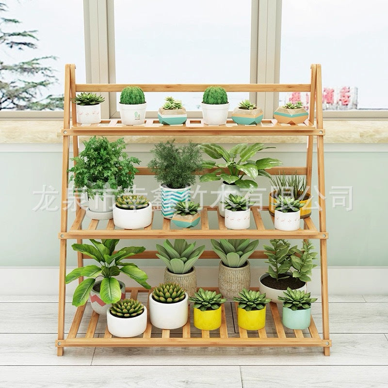 阳台花架子多层装饰置物架家用客厅落地折叠花盆架多肉架绿萝室内Balcony plant stand, multi-tiered decorative shelving unit, home living room floor-standing folding plant pot stand, succulent stand, pothos, indoor