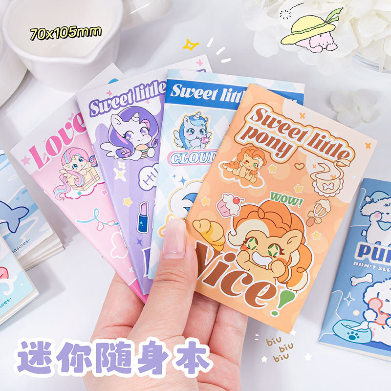 卡通骑马钉横线本软皮本笔记本记事本小本子可爱迷你学生随身账本Cartoon Horse-Printed Ruled Softcover Notebook, Notepad, Small Notebook—Cute Mini Student Pocket Notebook