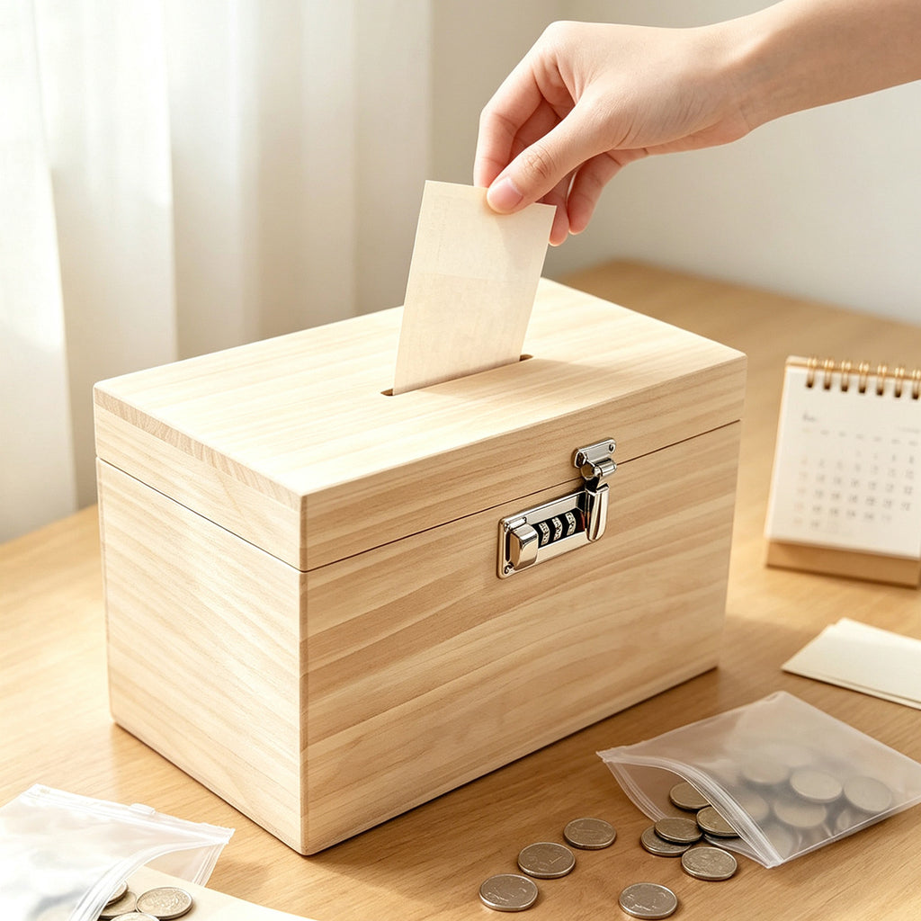 2026年新款带锁存钱罐儿童男孩可存可取木质大号储钱罐密码储蓄罐2026 New Model Lockable Money Box for Boys: Large Wooden Money Box with Deposit and Withdrawal Function, Combination Lock
