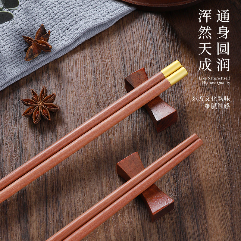 家逸天然实木筷福顶生辉木筷 KAYI Natural Solid Wood Chopsticks "Blessings Shine From The Top" Wooden Chopsticks Gift Set(10 Pairs)