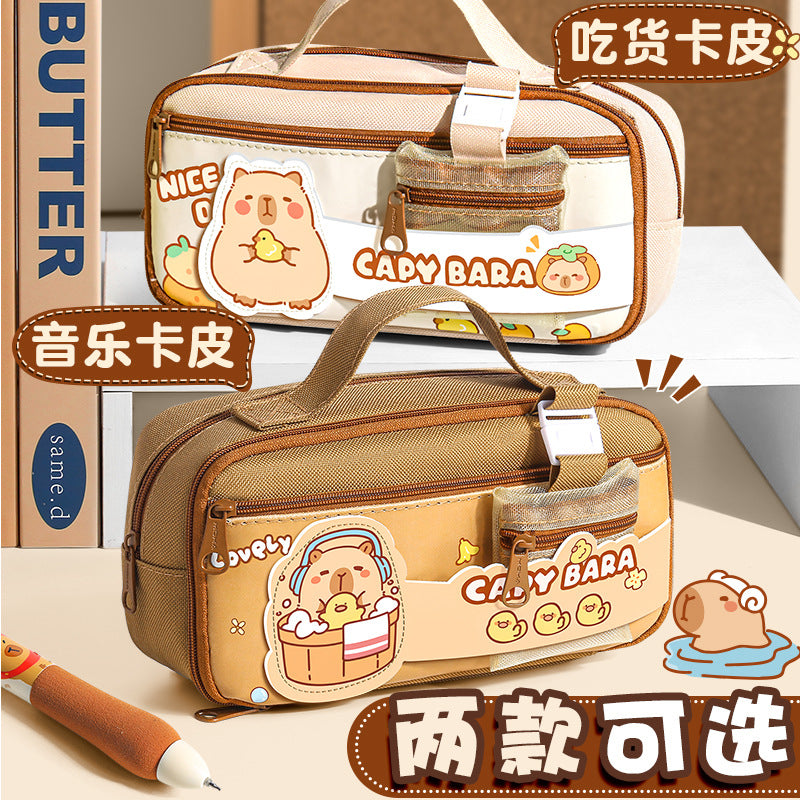 卡皮巴拉9层提手笔袋 学生大容量笔袋ins风小学生笔盒 Capybara 9-Layer Pen Case with Handle—Large-Capacity Student Pen Case for Elementary School Students