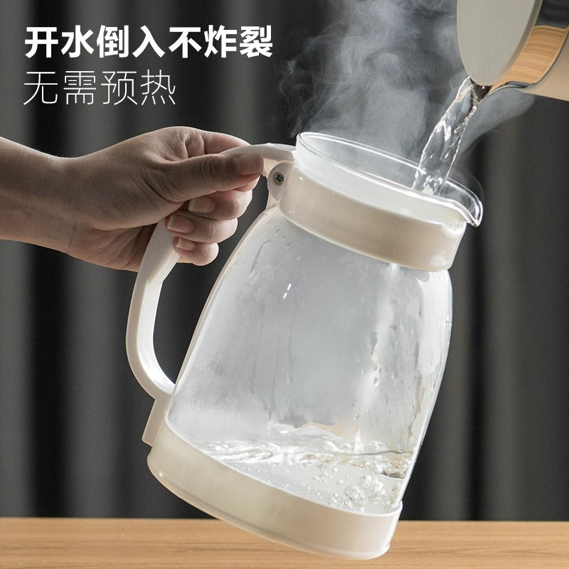 礼品泡茶凉白开大容量耐热玻璃水壶 加宽壶口鹰嘴出水口茶壶 Gift-Quality Large-Capacity Heat-Resistant Glass Teapot for Brewing Tea or Serving Chilled Water—Wide-Mouth Teapot with Eagle-Beak Spout