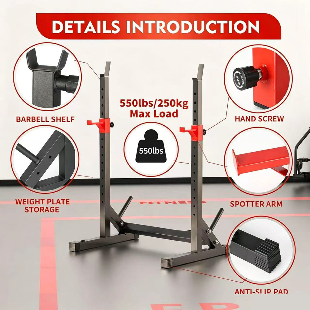多功能深蹲架卧推架家用健身举重床机杠铃架子支架器材室内Multifunctional squat rack and bench press rack – home gym weightlifting bench, machine, barbell rack and stand – indoor fitness equipment