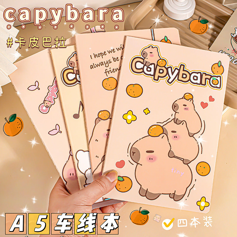 A5车线本可爱卡通记事本学生学习用品软面抄日记本笔记本本子 A5 Ruled Notebook—Cute Cartoon-Themed Student Stationery, Soft-Cover Diary, Notebook