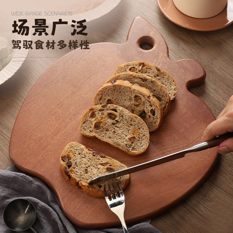 家逸躺苹果料理板(小号整木）KAYI Cutting Board Ebony Chopping Board Serving Board Portable Apple Shaped Design Board Solid Wood Small Size