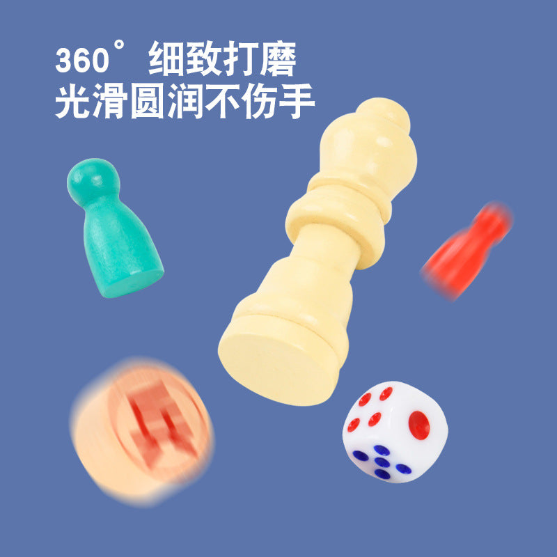 五子棋跳棋中国象棋益智礼物版飞行棋类儿童桌面游戏玩具多功能棋Gomoku, Checkers, Chinese Chess – Puzzle Gift Set: Flying Chess-style Children’s Tabletop Game Toy – Multifunctional Board Game