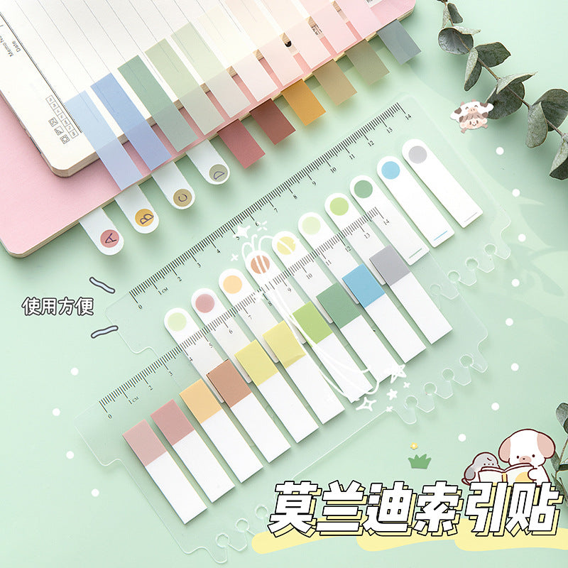 MOKA魔卡透明PET活页莫兰迪便利贴荧光索引贴便签纸N次贴彩色贴纸MOKA Transparent PET Ring-Bound Morandi-Style Post-it Notes, Fluorescent Index Stickers, Sticky Notes, Reusable Colorful Stickers