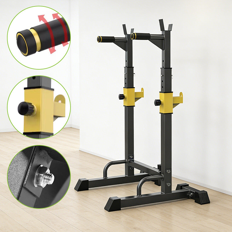 多功能深蹲卧推架家用健身举重床机杠铃架子支架器材室内Multi-functional squat and bench press rack for home gyms – weightlifting bench, barbell rack and support frame for indoor use
