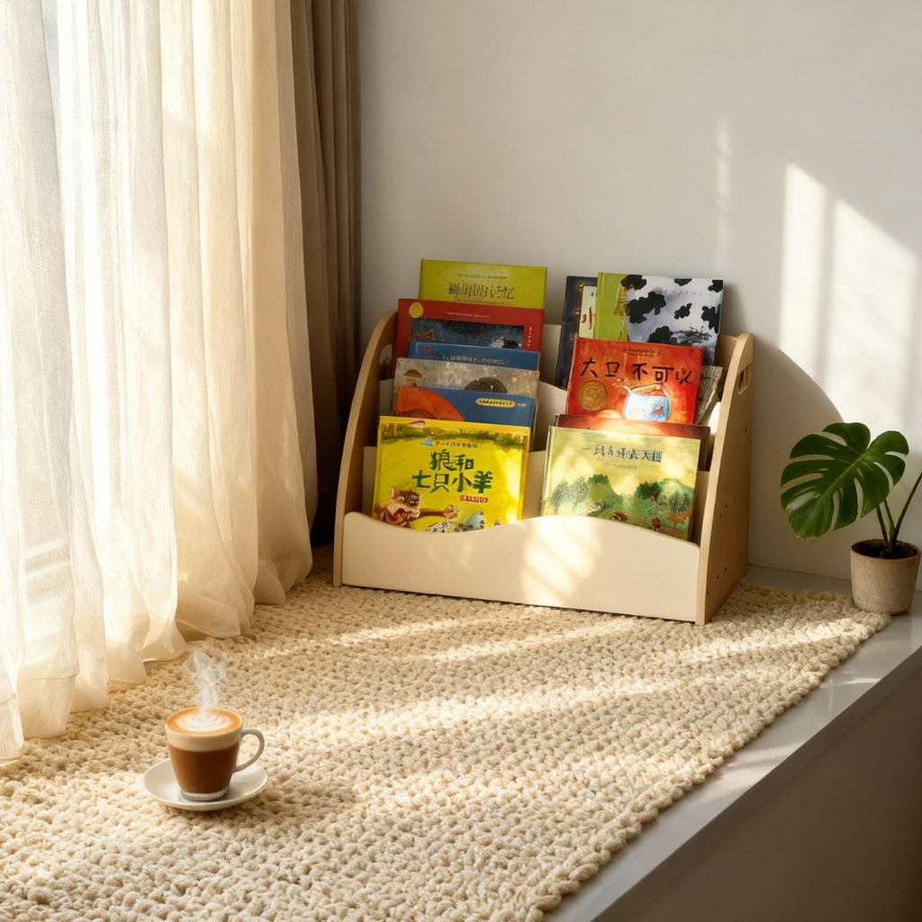 厂家直销绘本架实木飘窗书架置物架儿童书柜宝宝绘本架子Factory-direct picture book rack, solid wood bay window bookshelf, storage rack, children’s bookcase, baby picture book rack