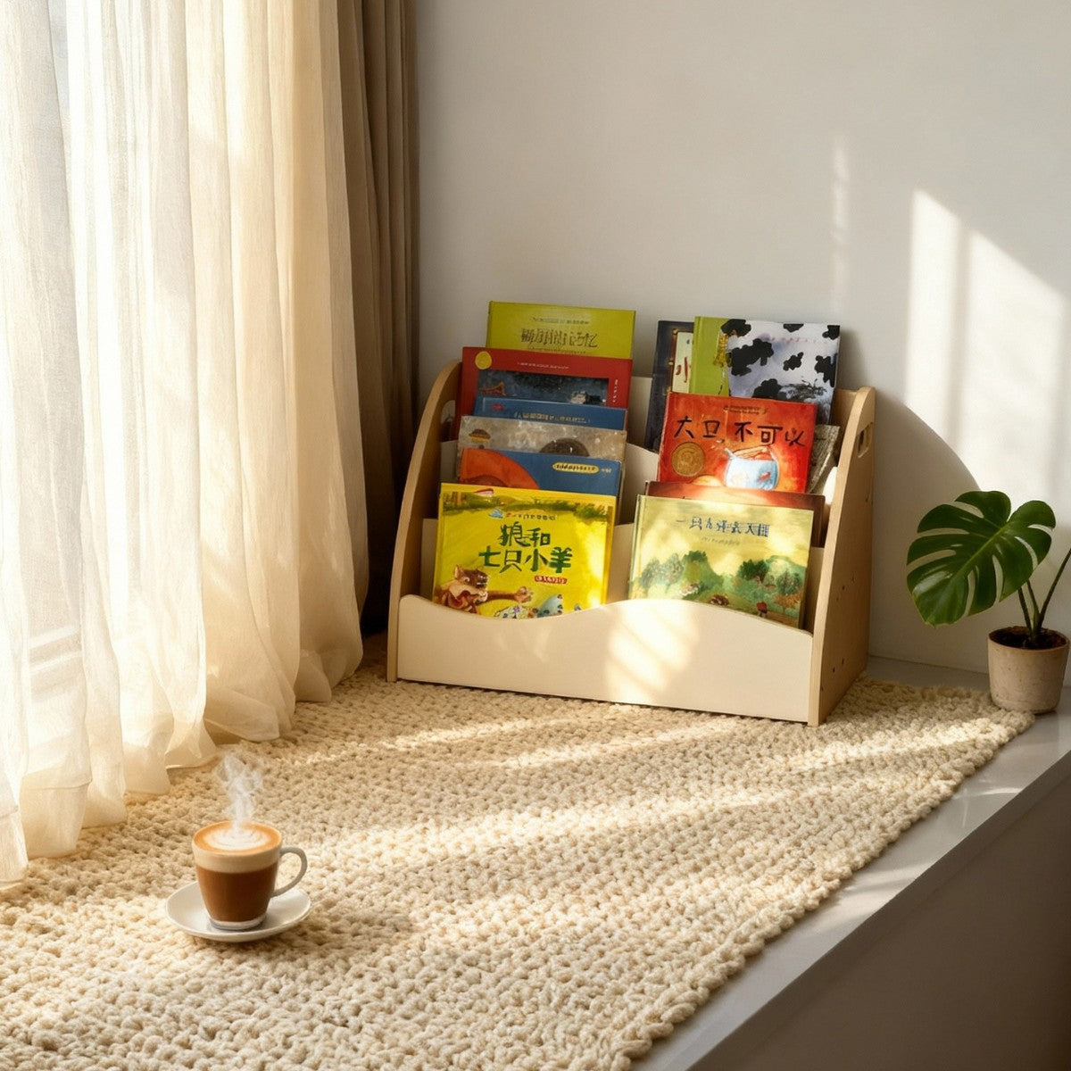 厂家直销绘本架实木飘窗书架置物架儿童书柜宝宝绘本架子Factory-direct picture book rack, solid wood bay window bookshelf, storage rack, children’s bookcase, baby picture book rack