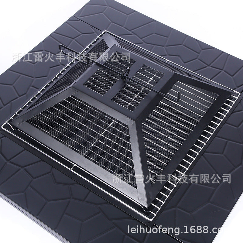 厂家定制方形火盆BBQ烧烤炉户外便携式火炉 烤火盆烧烤架取暖火炉Manufacturer-customised square fire bowl BBQ grill, outdoor portable stove, fire bowl, barbecue grill and space heater