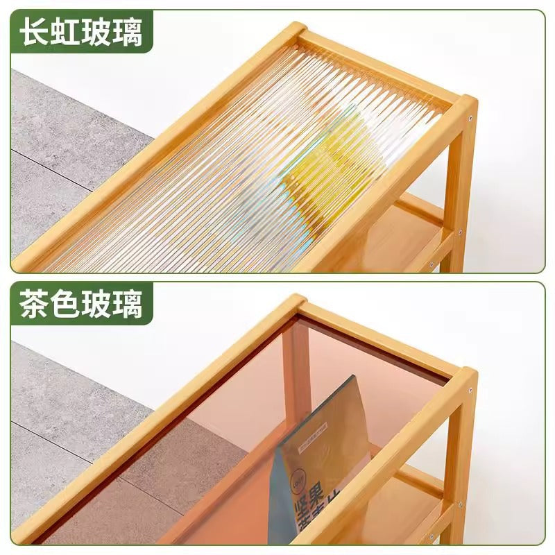 多功能可移动玻璃茶几客厅简约北欧沙发边几侧边柜储物收纳柜Multifunctional, movable glass coffee table for the living room; minimalist Scandinavian-style sofa side table and side cabinet with storage