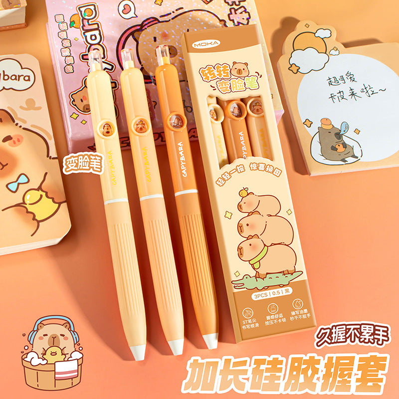 卡通转转按动中性笔学生速干不断墨刷题笔高颜值签字笔 Cartoon-themed Twist-Action Ballpoint Pen for Students: Quick-Drying, Non-Leaking, Perfect for Practice Problems, and Stylish Signature Pen