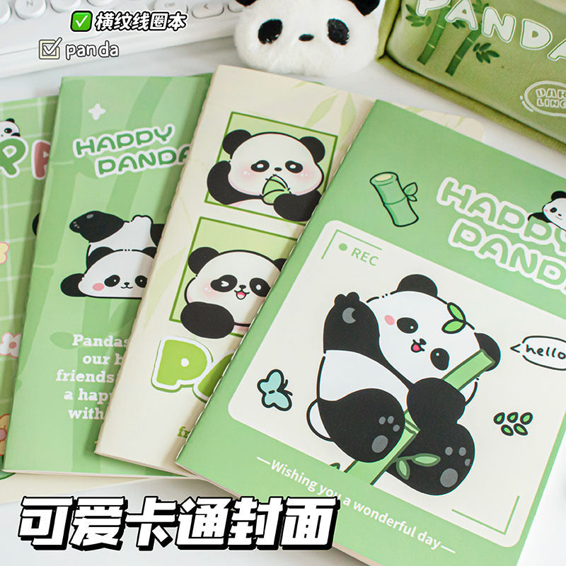 MOKA魔卡卡通熊猫车线本学生学习办公文具用品记事本学生A5笔记本 MOKA MoKa Cartoon Panda-Printed Student and Office Stationery Notebook, A5 Student Notebook