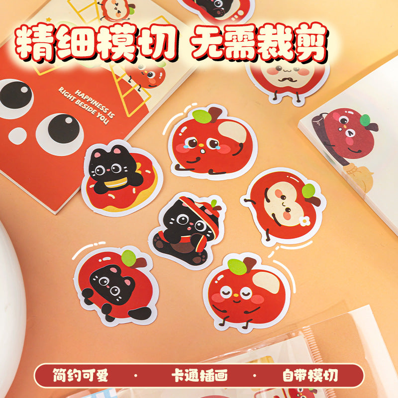 苹果猫贴纸包手帐素材可爱卡通贴纸ins风幼儿园奖励贴纸文具 Planner Decorations, Cute Cartoon Stickers, Preschool Reward Stickers, Stationery
