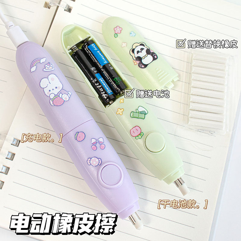 MOKA魔卡卡通可爱电动橡皮擦学生专用自动橡笔擦美术生专用不留痕 MOKA Magic Card Cute Electric Eraser—Automatic Eraser for Students, Specially Designed for Art Students, Leaves No Marks