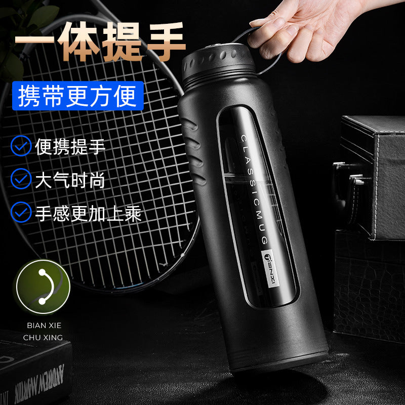 天喜大号玻璃杯超大容量1000ml水杯双层隔热防摔男女便携泡茶杯子Tianxi Large Glass Cup—Extra-Large Capacity 1000ml Water Cup, Double-Layer Insulated, Shatter-Resistant, Portable Tea Cup for Men and Women