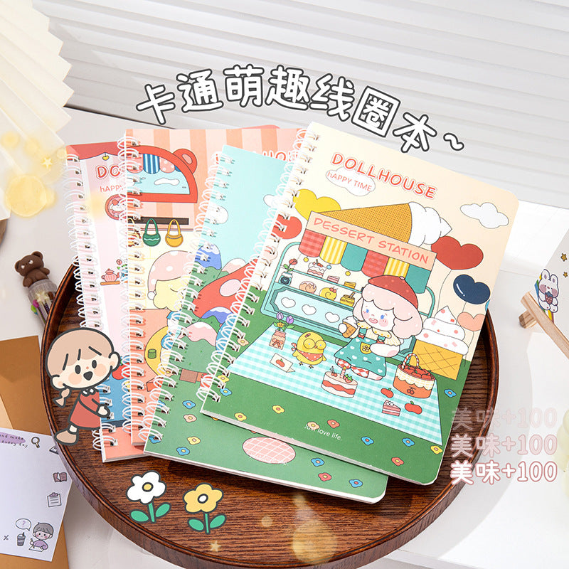 魔卡A5线圈本线圈横线本卡通学生文具记事本笔记本商务礼品活页 Magic Card A5 Spiral Notebook, Horizontal-Line Spiral Notebook, Cartoon-Themed Student Stationery, Notepad, Notebook, Business Gift, Loose-Leaf