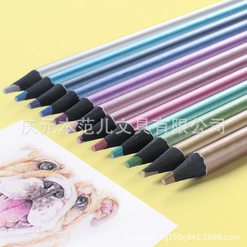 brutfuner 新品 12金色黑杆彩铅绘画涂鸦brutfuner New Arrival: 12-piece set of gold and black coloured pencils for drawing and doodling
