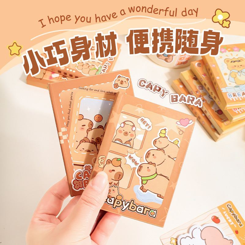 卡皮巴拉黄油小熊 A7 精装本学生便携多图案小本子可爱迷你手账本Capybara Butter Bear A7 Hardcover Student-Friendly Portable Multi-Patterned Notebook—Cute Mini Planner