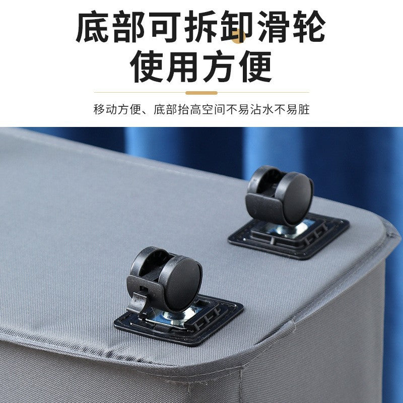 跨境亚马逊升级竹圈带轮可折叠家居收纳袋洗衣篮脏衣篓牛津布防水Cross-border Amazon Upgrade: Bamboo-ringed, wheeled, foldable home storage bag, laundry basket, dirty clothes bin, Oxford fabric, waterproof